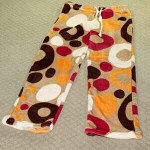 Win Win Plush Pants Size L/XL Drawstring Abstract Fuzzy Polyester Pajama Pants